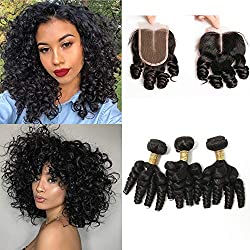 Bliss Hair Brazilian Spiral Bouncy Curls Weave (with Closure), 10