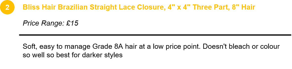 Bliss Hair Brazilian Straight Lace Closure, 4