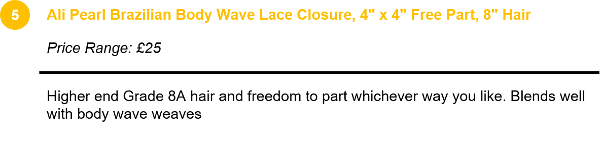 Ali Pearl Brazilian Body Wave Lace Closure, 4