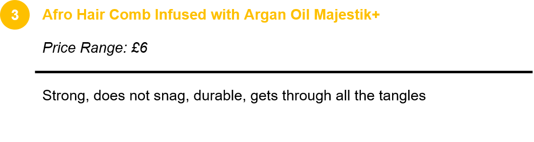 Afro Hair Comb Infused with Argan Oil Majestik+
