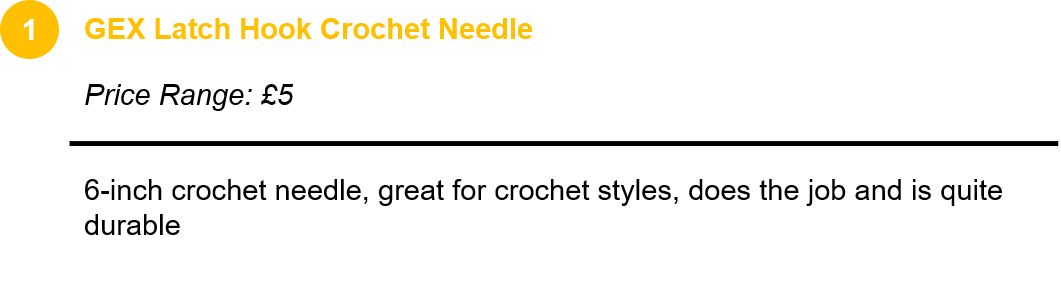 GEX Latch Hook Crochet Needle