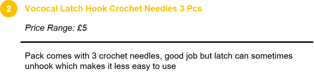 Vococal Latch Hook Crochet Needles 3 Pcs