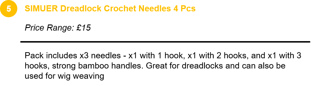 SIMUER Dreadlock Crochet Needles 4 Pcs