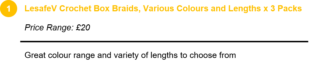 LesafeV Crochet Box Braids, Various Colours and Lengths x 3 Packs