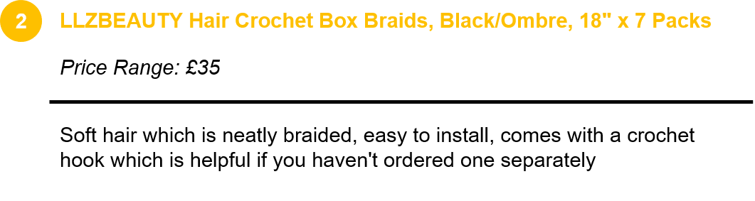 LLZBEAUTY Hair Crochet Box Braids, Black/Ombre, 18