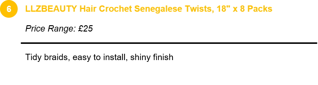 LLZBEAUTY Hair Crochet Senegalese Twists, 18