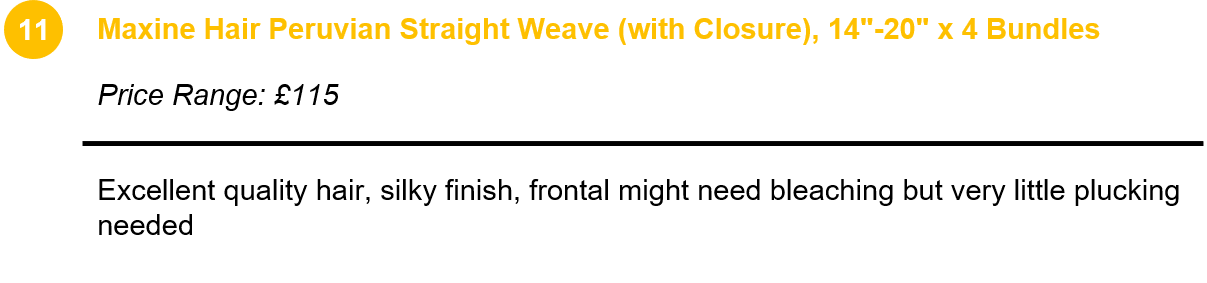 Maxine Hair Peruvian Straight Weave (with Closure), 14