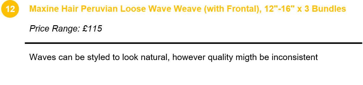 Maxine Hair Peruvian Loose Wave Weave (with Frontal), 12