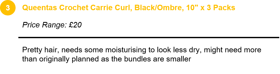 Queentas Crochet Carrie Curl, Black/Ombre, 10