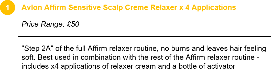 Avlon Affirm Sensitive Scalp Creme Relaxer x 4 Applications