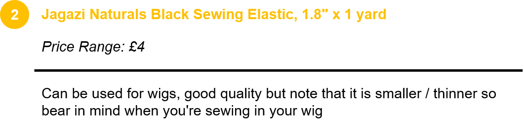 Jagazi Naturals Black Sewing Elastic, 1.8