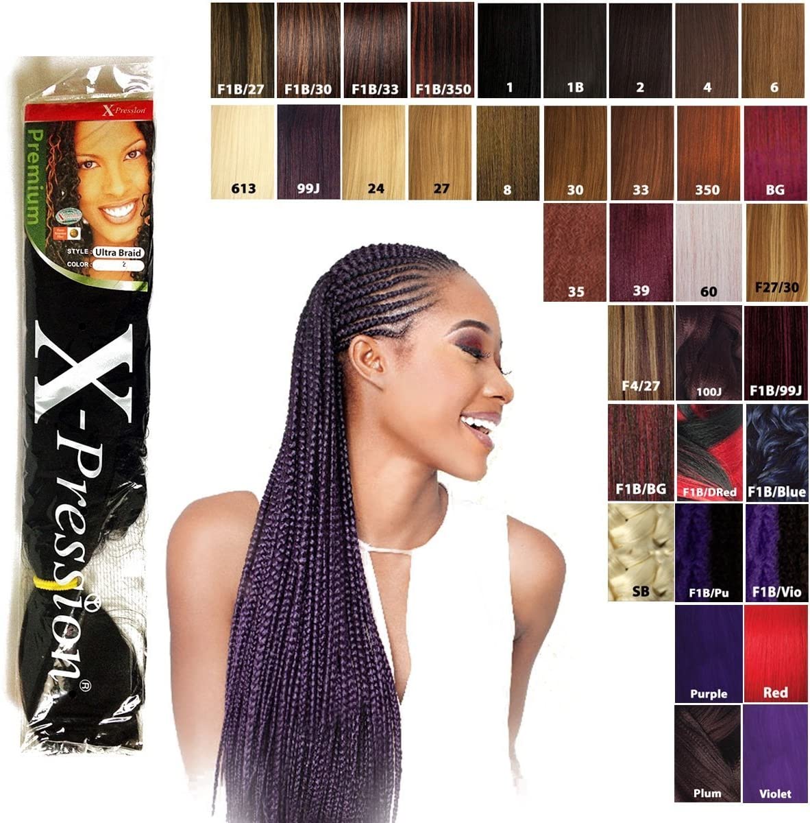 X-PRESSION Ultra Hair Braiding Extensions, Various Colours
