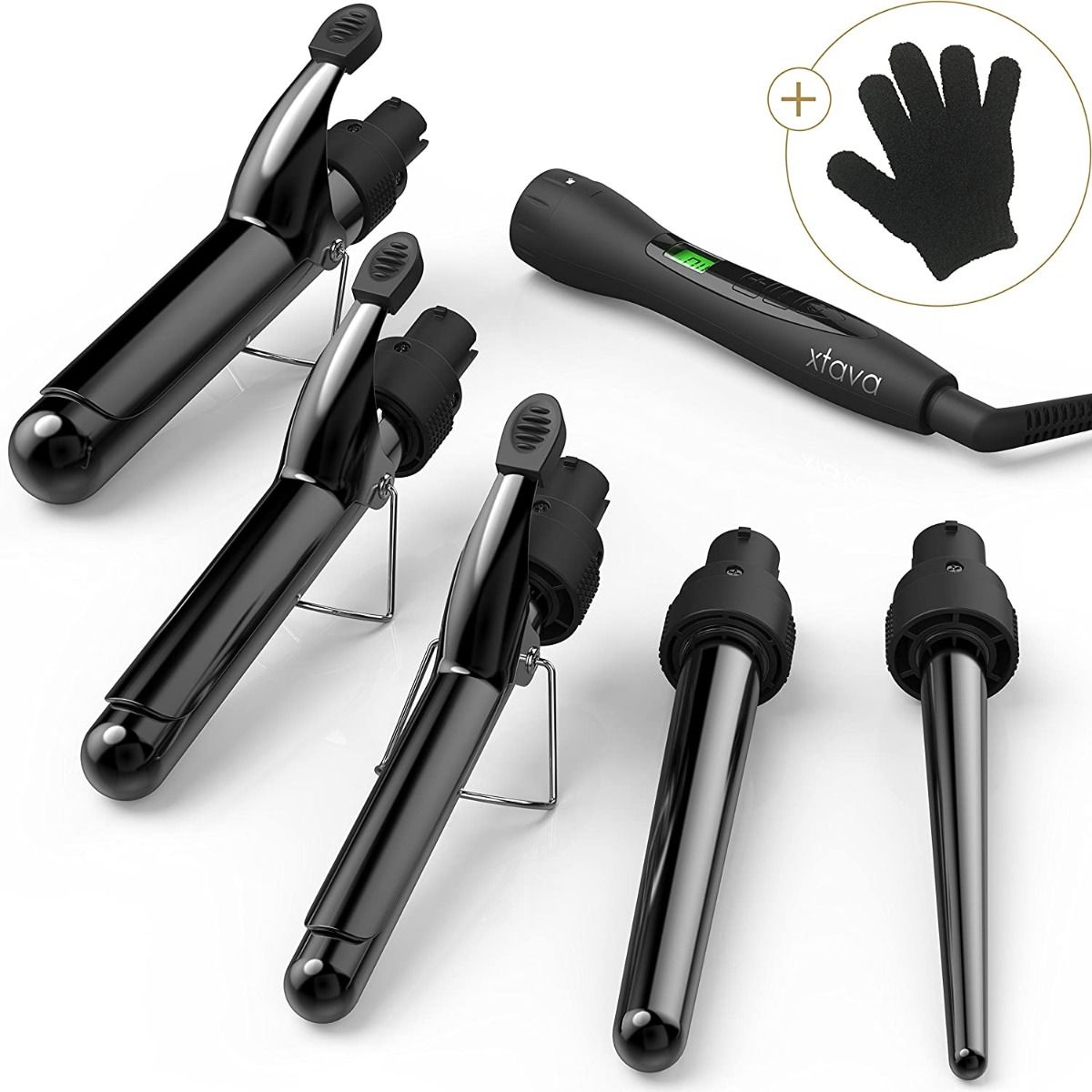 xtava 5 in 1 Professional Curling Iron and Wand Set 